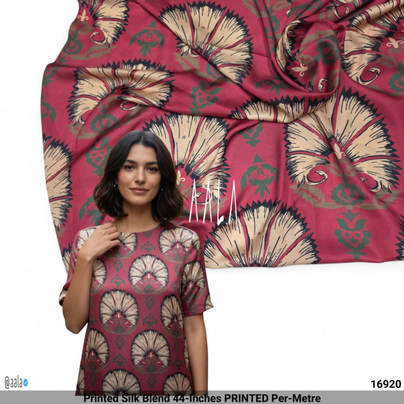 Printed Silk Blend 44-Inches PRINTED Per-Metre