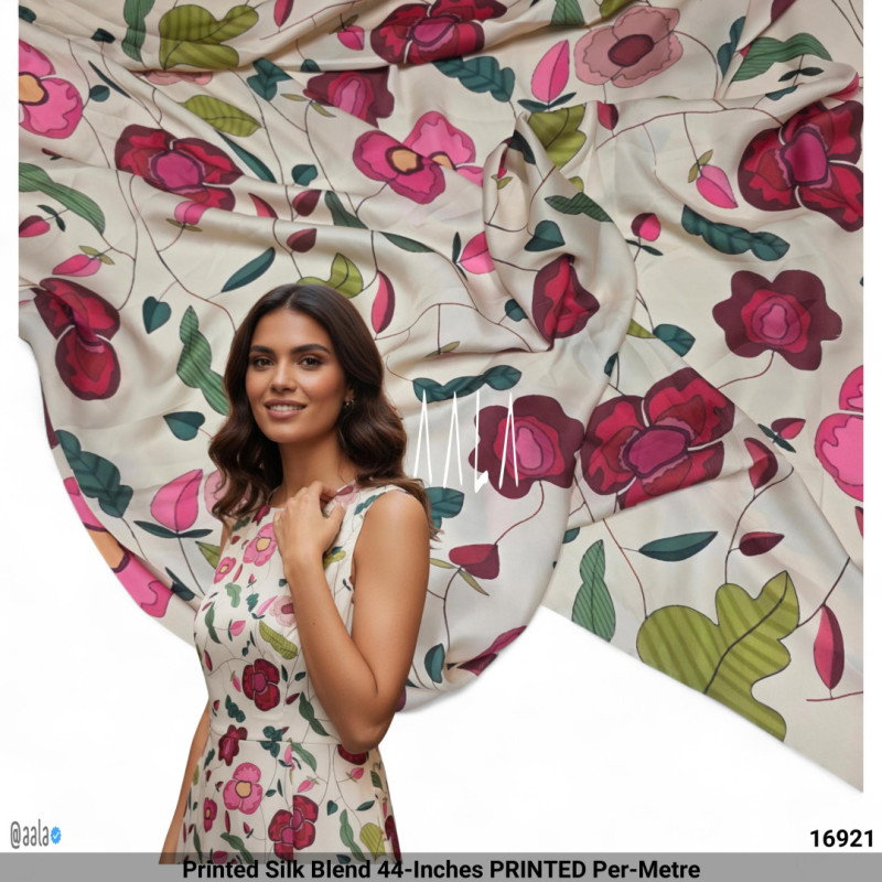 Printed Silk Blend 44-Inches PRINTED Per-Metre