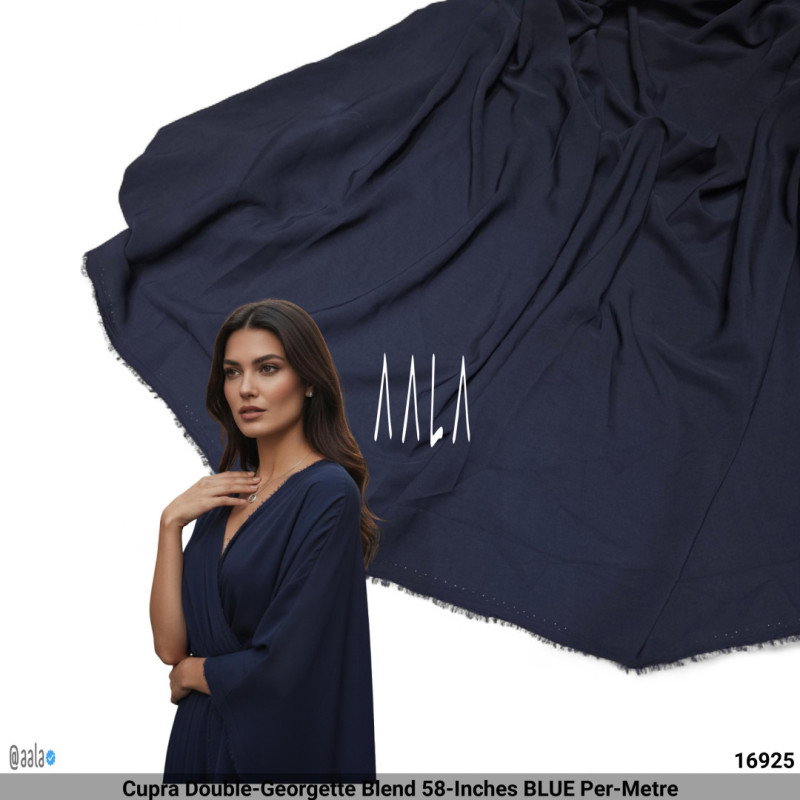 Cupra Double-Georgette Blend 58-Inches BLUE Per-Metre