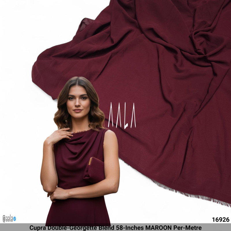 Cupra Double-Georgette Blend 58-Inches MAROON Per-Metre