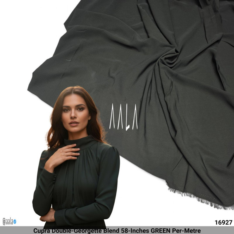 Cupra Double-Georgette Blend 58-Inches GREEN Per-Metre