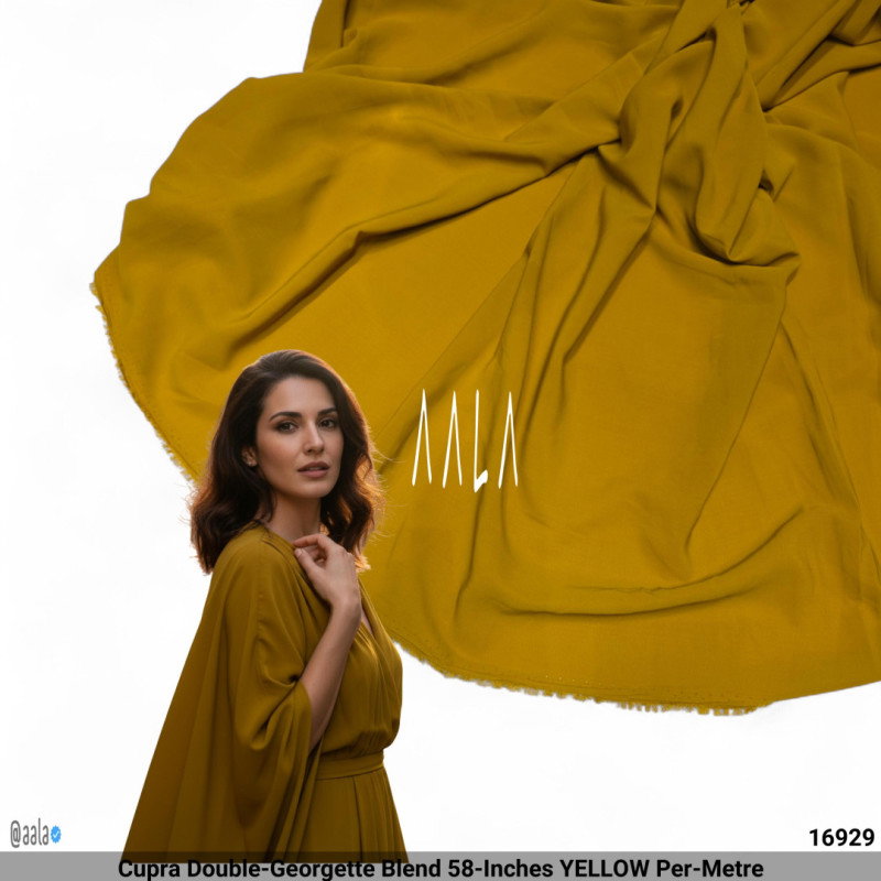 Cupra Double-Georgette Blend 58-Inches YELLOW Per-Metre