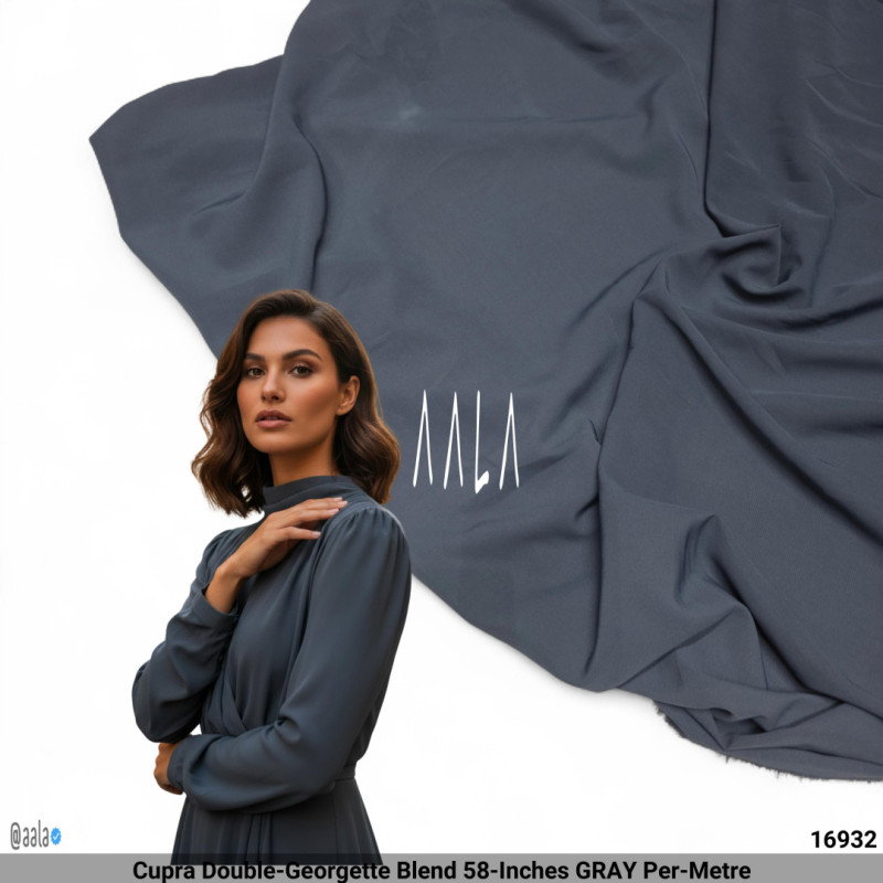 Cupra Double-Georgette Blend 58-Inches GRAY Per-Metre