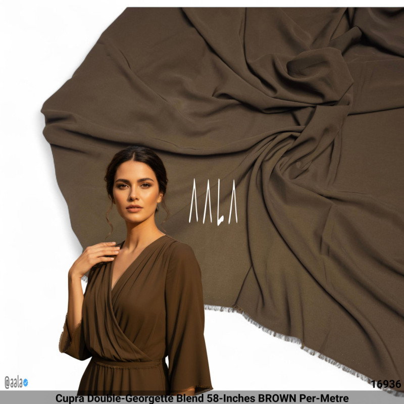 Cupra Double-Georgette Blend 58-Inches BROWN Per-Metre