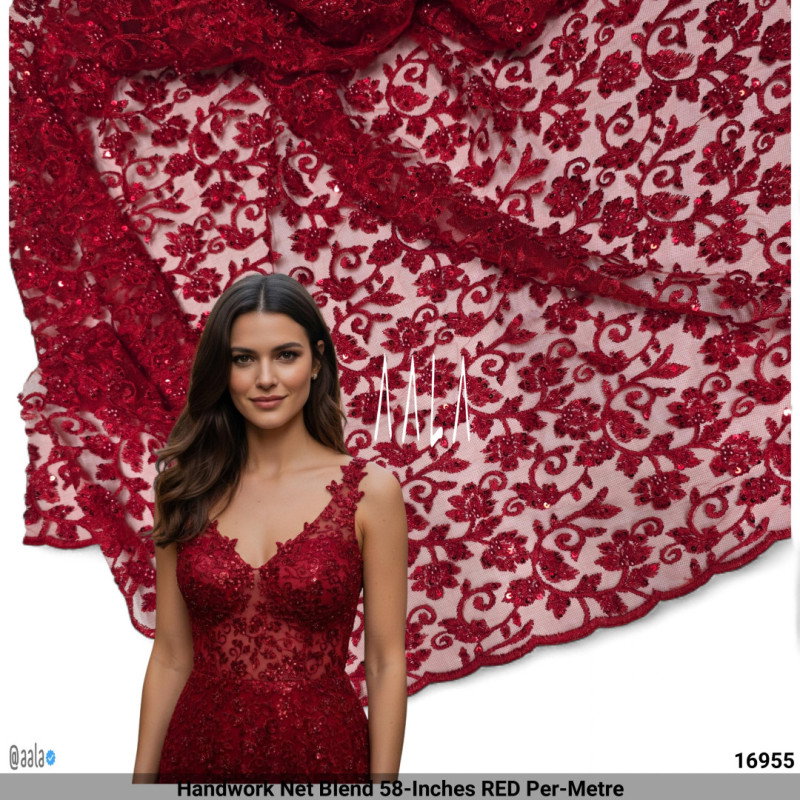 Handwork Net Blend 58-Inches RED Per-Metre