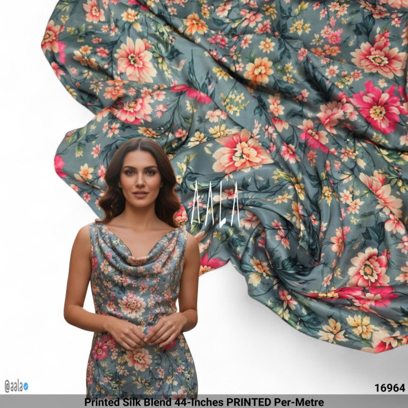 Printed Silk Blend 44-Inches PRINTED Per-Metre