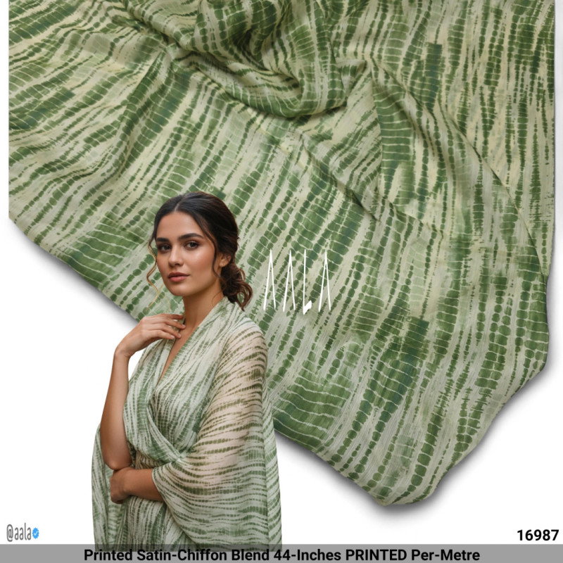 Printed Satin-Chiffon Blend 44-Inches PRINTED Per-Metre