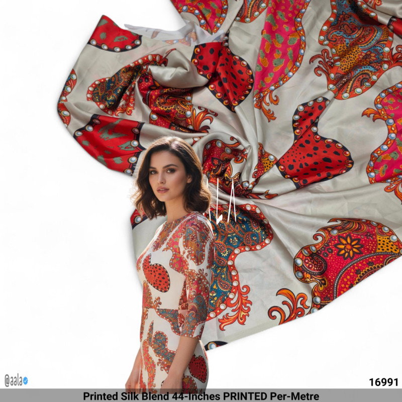 Printed Silk Blend 44-Inches PRINTED Per-Metre