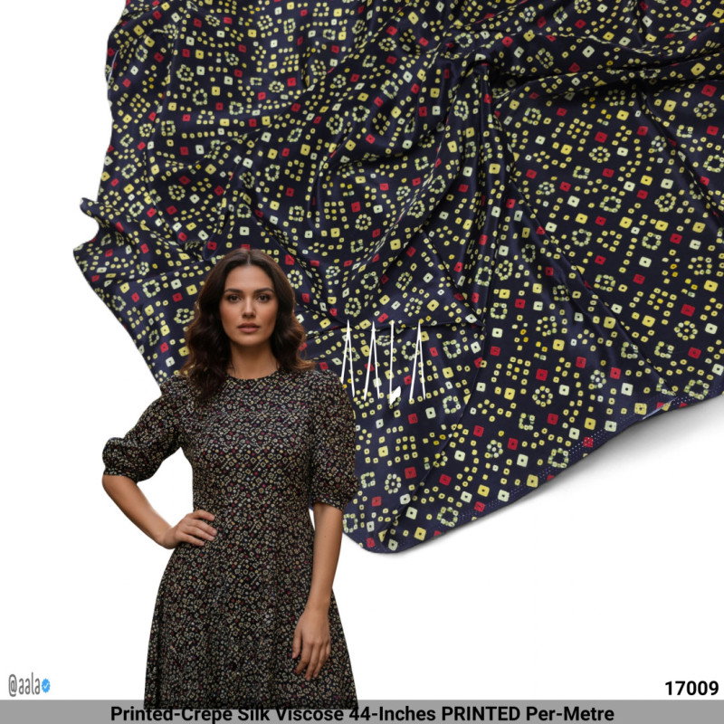 Printed-Crepe Silk Viscose 44-Inches PRINTED Per-Metre