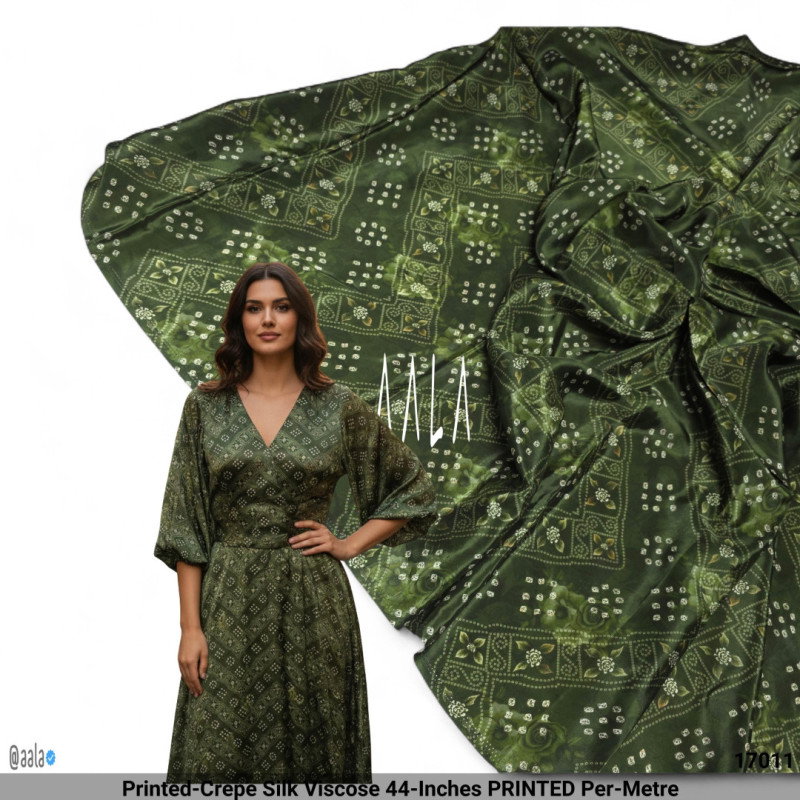 Printed-Crepe Silk Viscose 44-Inches PRINTED Per-Metre
