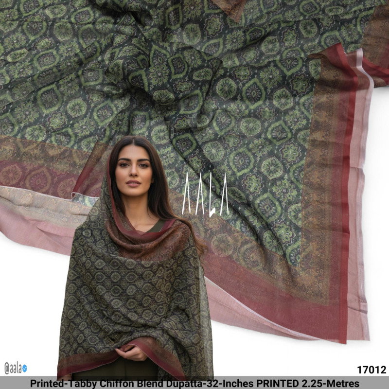 Printed-Tabby Chiffon Blend Dupatta-32-Inches PRINTED 2.25-Metres