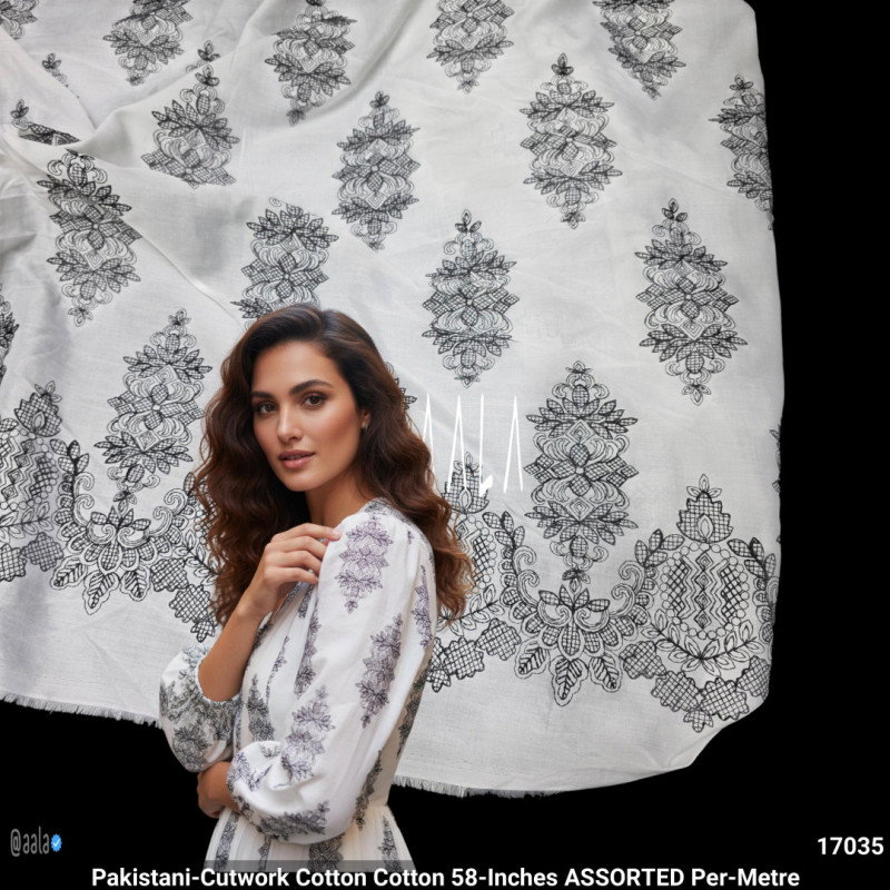 Pakistani-Cutwork Cotton Cotton 58-Inches ASSORTED Per-Metre