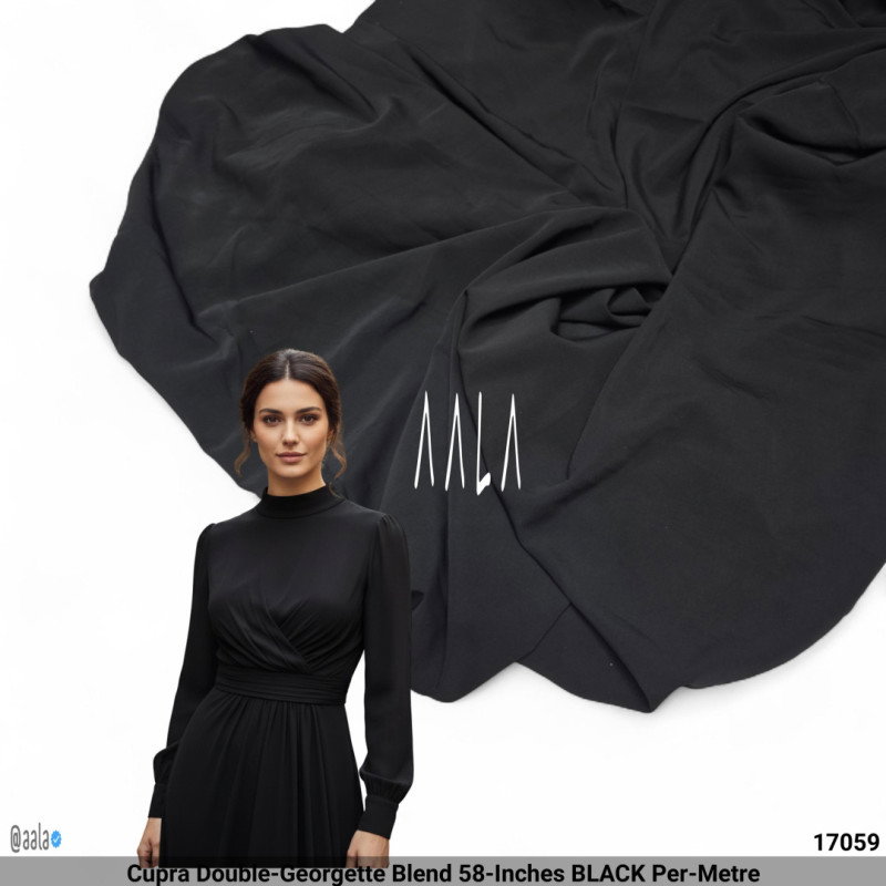 Cupra Double-Georgette Blend 58-Inches BLACK Per-Metre