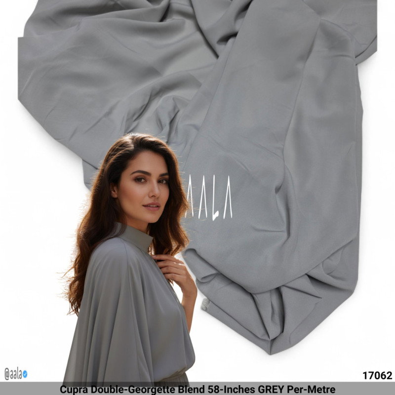 Cupra Double-Georgette Blend 58-Inches GREY Per-Metre