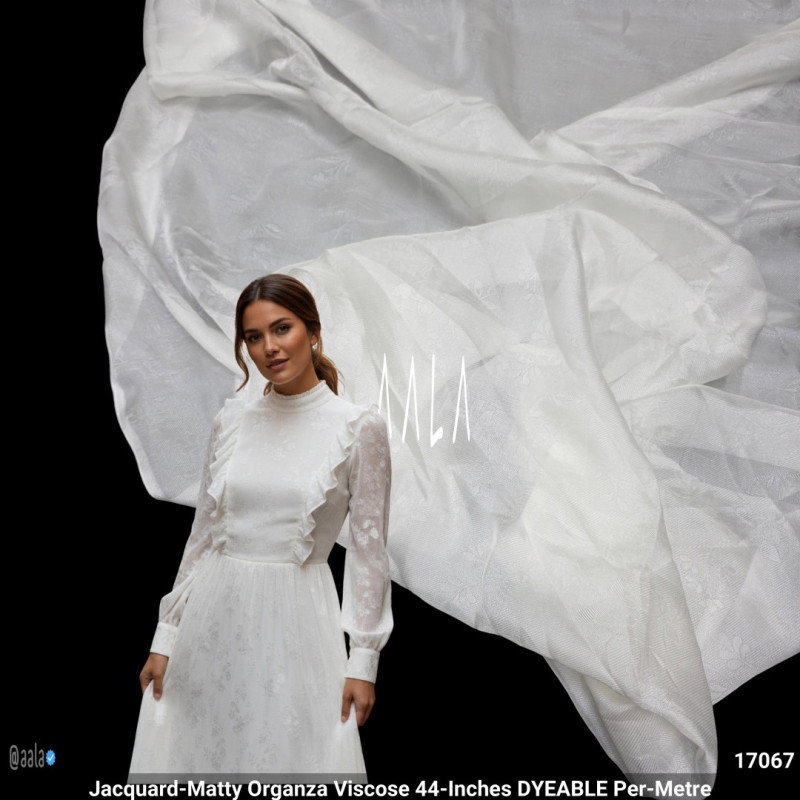 Jacquard-Matty Organza Viscose 44-Inches DYEABLE Per-Metre