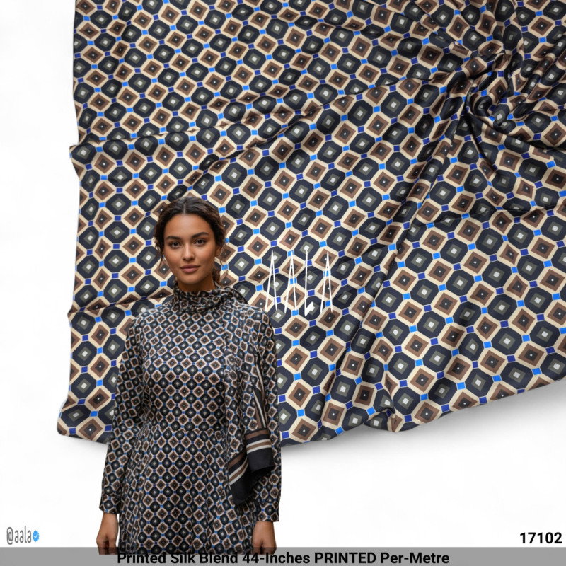Printed Silk Blend 44-Inches PRINTED Per-Metre