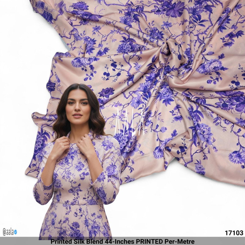 Printed Silk Blend 44-Inches PRINTED Per-Metre
