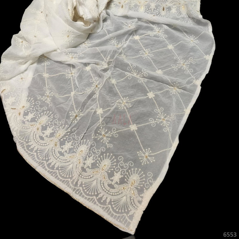 Lucknowi Georgette Viscose Dupatta-40-Inches DYEABLE 2.50-Metres 