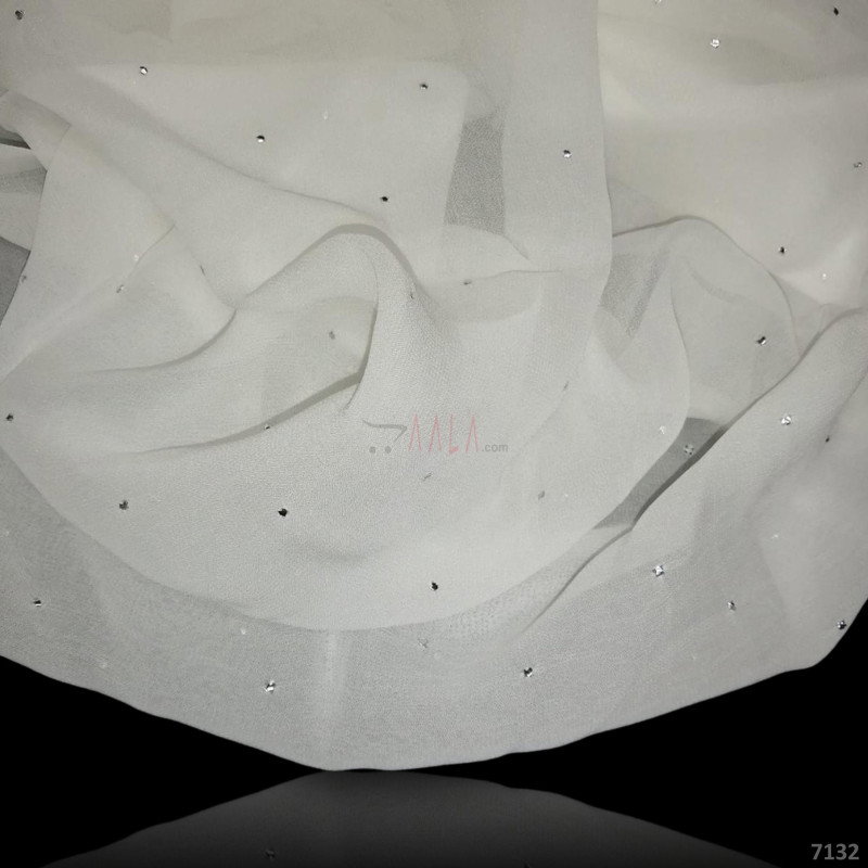 Hand-Mukaish Georgette Viscose 44-Inches DYEABLE 2.50-Metres