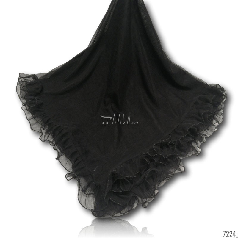 Frill Net Nylon Dupatta-44-Inches BLACK 2.25-Metres