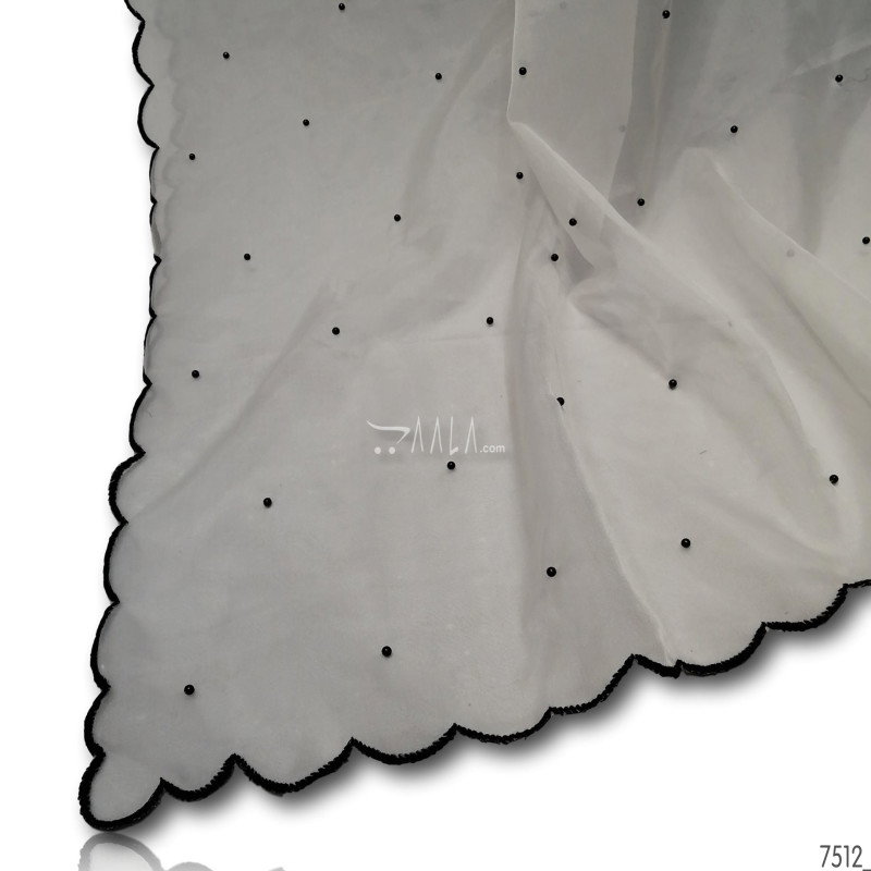 Scallop-Moti Organza Nylon Dupatta-44-Inches DYEABLE 2.50-Metres