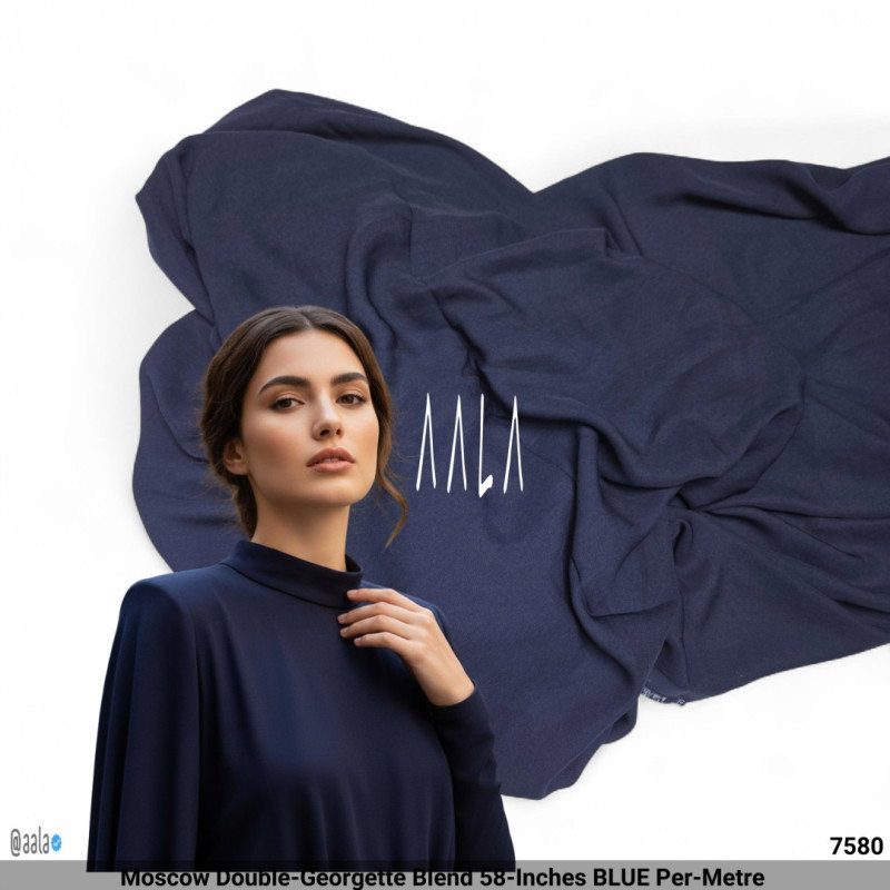 Moscow Double-Georgette Blend 58-Inches BLUE Per-Metre