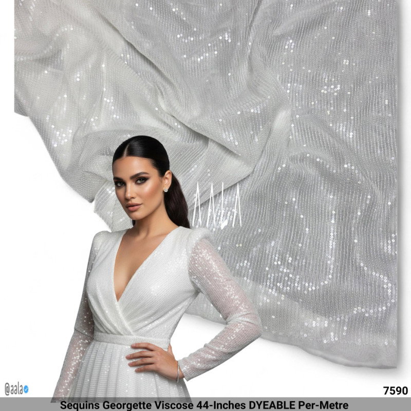 Sequins Georgette Viscose 44-Inches DYEABLE Per-Metre