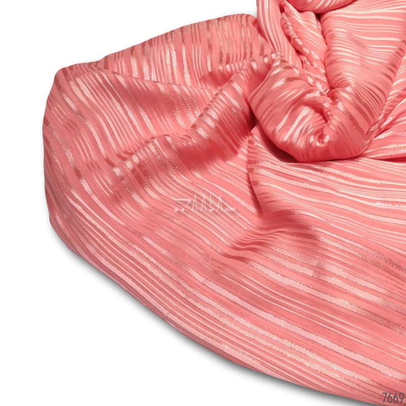 Lurex Satin-Georgette Blend 44-Inches PEACH Per-Metre 