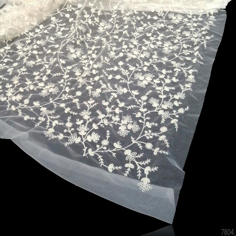 Embroidered Net Nylon 44-Inches DYEABLE Per-Metre