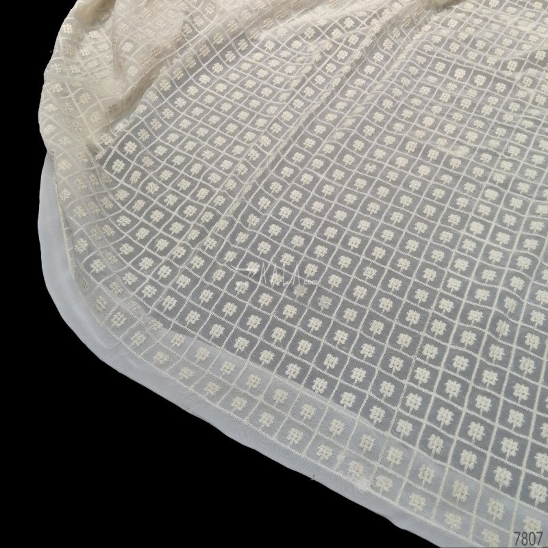 Embroidered Georgette Viscose 44-Inches DYEABLE Per-Metre 
