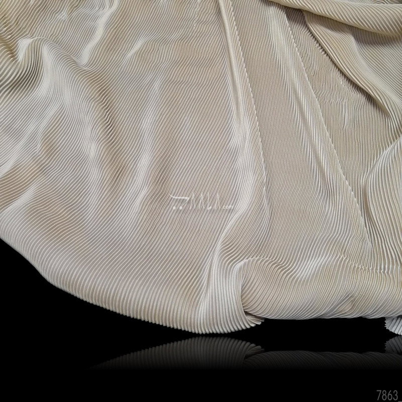 Foil-Pleat Satin-Georgette Blend 44-Inches GOLD Per-Metre 