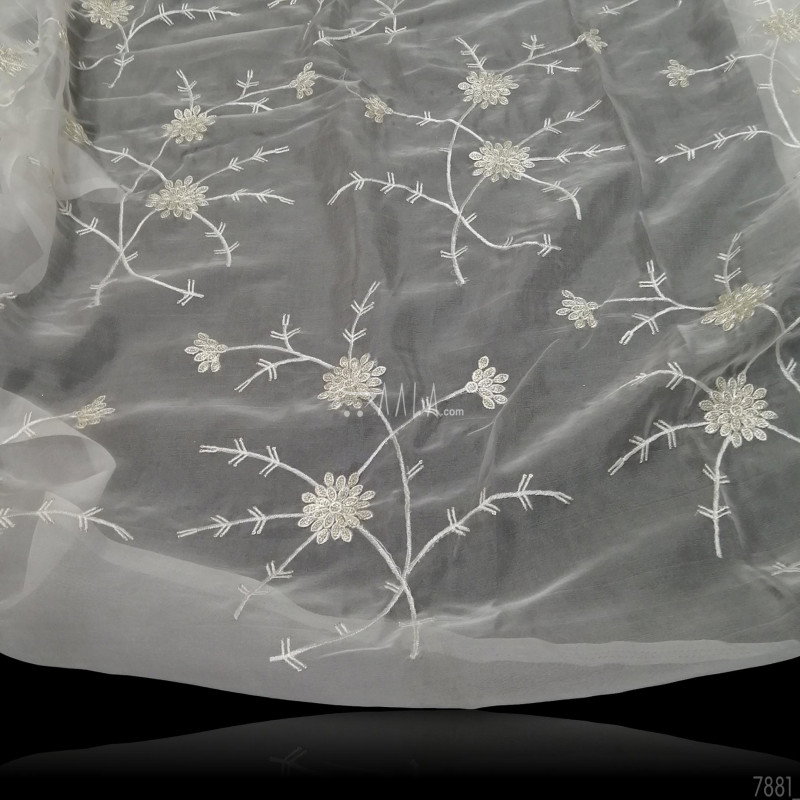 Embroidered Organza Nylon 44-Inches DYEABLE Per-Metre 