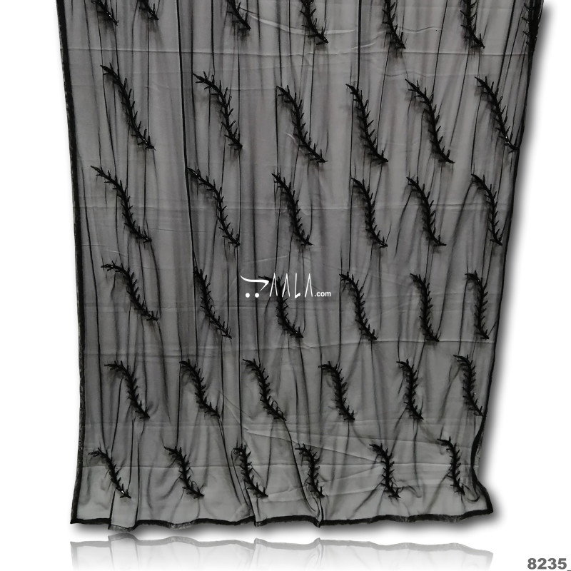 Handwork Net Nylon Dupatta-40-Inches BLACK 2.25-Metres