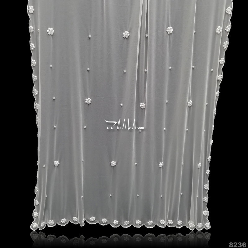 Handwork Net Nylon Dupatta-40-Inches DYEABLE 2.25-Metres