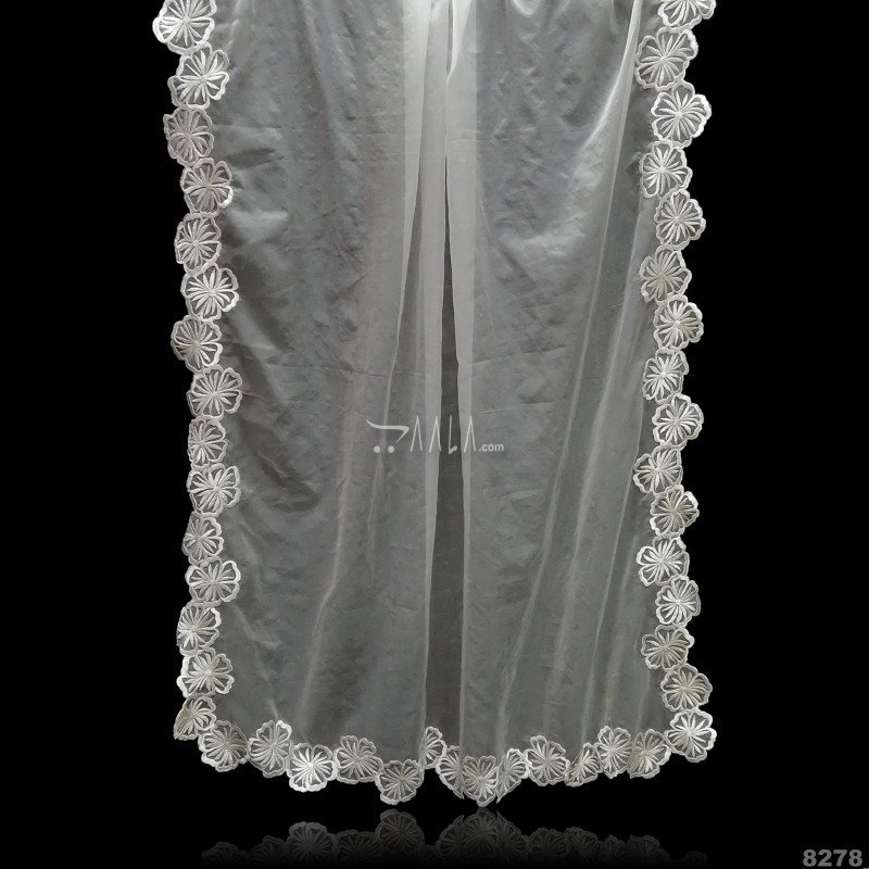 Embroidered-Flower Organza Nylon Dupatta-40-Inches DYEABLE 2.25-Metres 