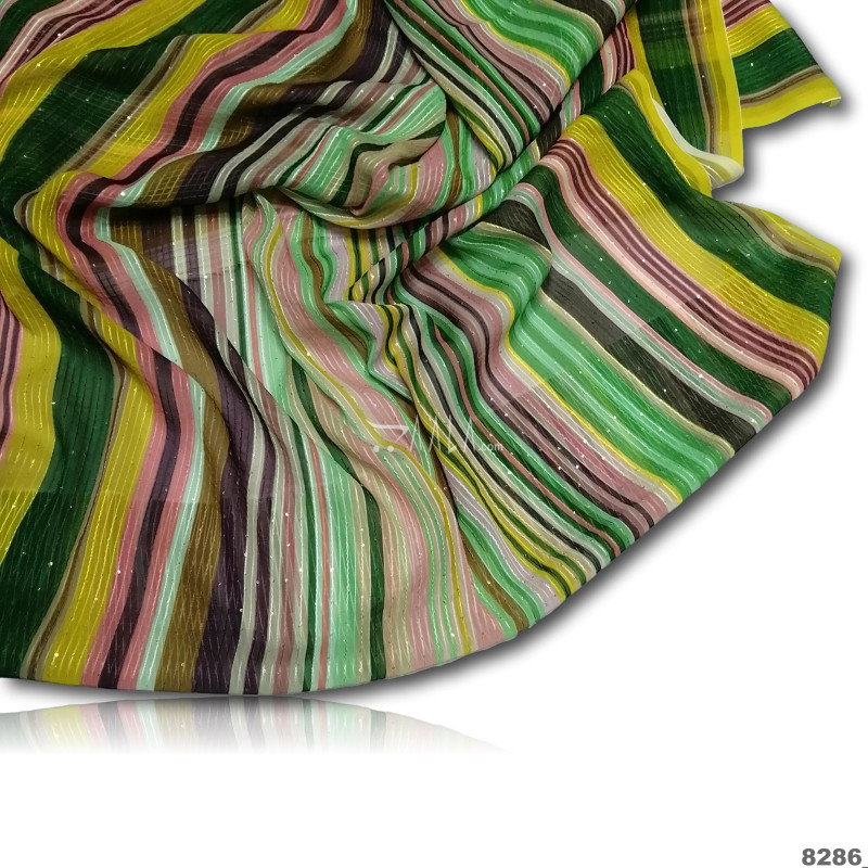 Multicolor-Embroidered Georgette Blend 44-Inches ASSORTED Per-Metre