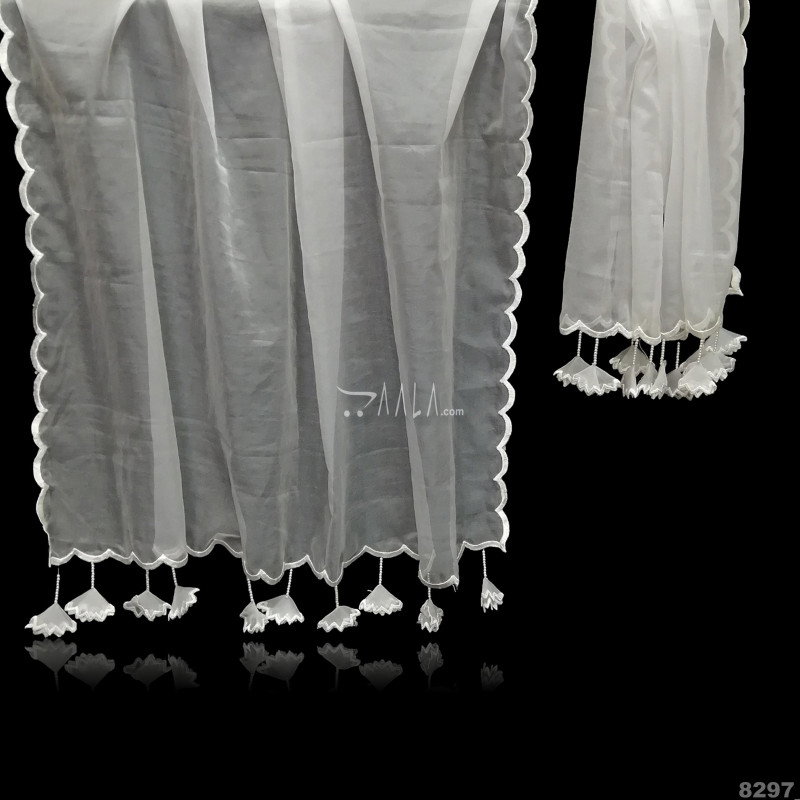 Hanging-Pearl Organza Nylon Dupatta-42-Inches DYEABLE 2.25-Metres