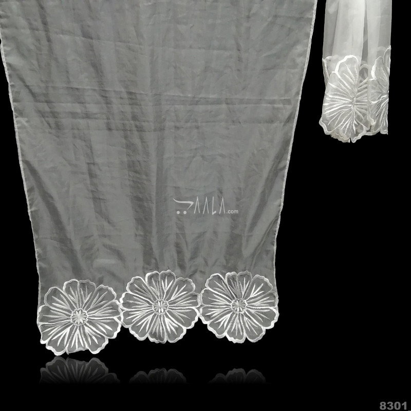 Embroidered-Flower Organza Nylon Dupatta-40-Inches DYEABLE 2.25-Metres