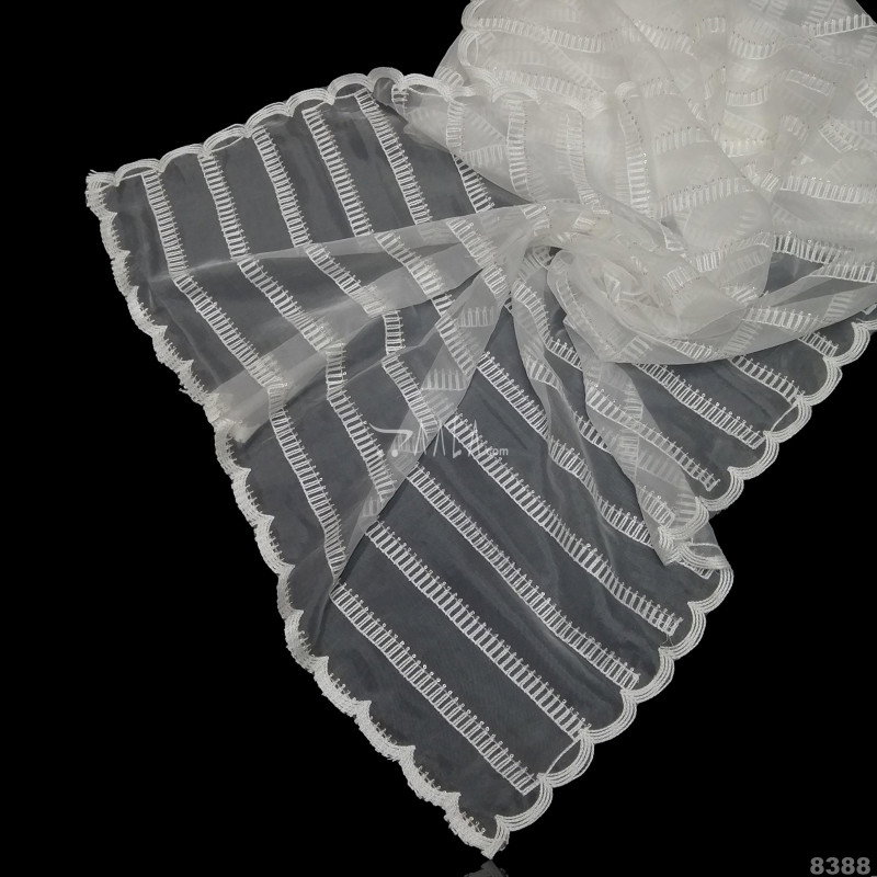 Embroidered-Scollap Organza Nylon Dupatta-36-Inches DYEABLE 2.25-Metres 