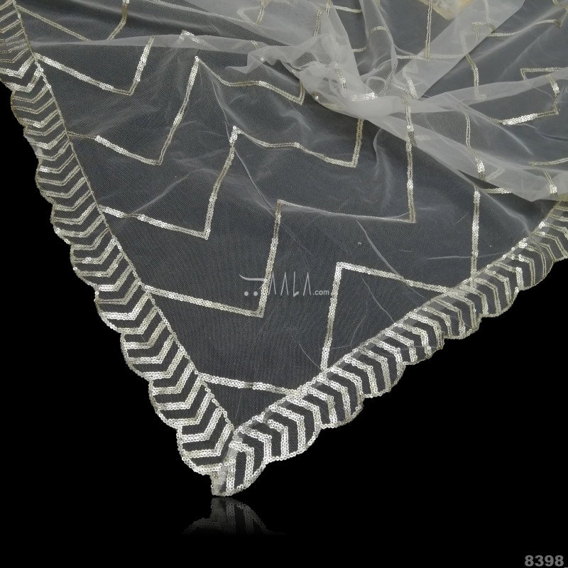 Embroidered-Sequins Net Nylon Dupatta-36-Inches DYEABLE 2.25-Metres 