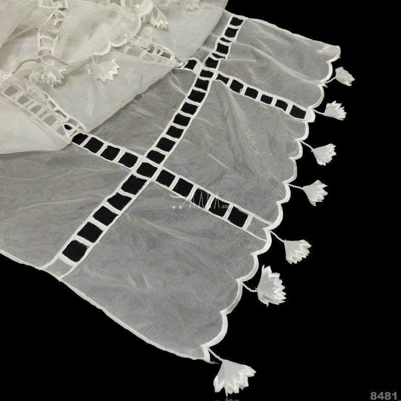 Hanging-Scallop Organza Nylon Dupatta-40-Inches DYEABLE 2.25-Metres 