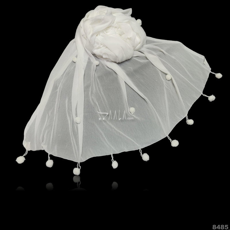 Pompom Chiffon Nylon Dupatta-32-Inches DYEABLE 2.25-Metres 