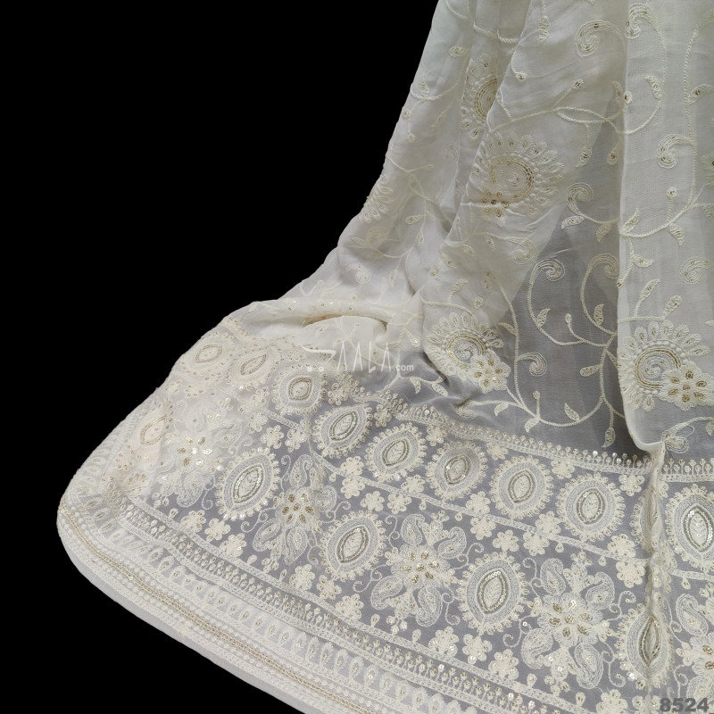 Embroidered Georgette Viscose 44-Inches DYEABLE Per-Metre