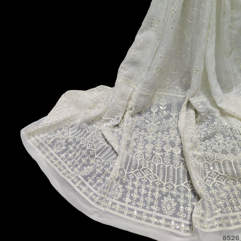 Embroidered Georgette Viscose 44-Inches DYEABLE Per-Metre 