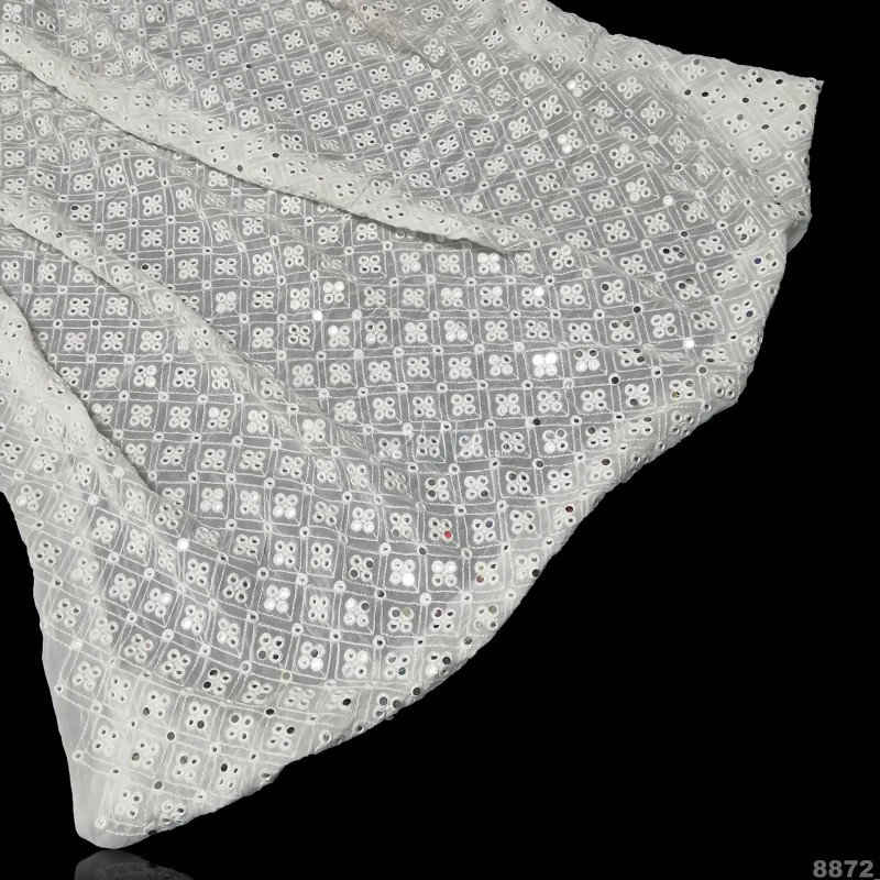 Embroidered-Mirror Georgette Viscose 44-Inches DYEABLE Per-Metre 