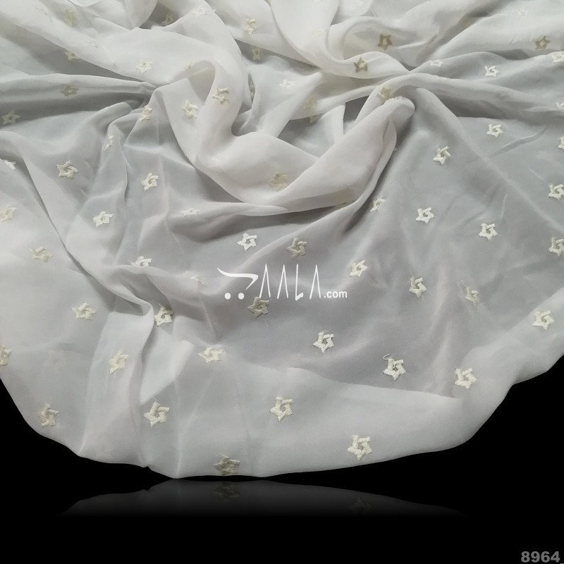 Embroidered Georgette Viscose 44-Inches DYEABLE Per-Metre 