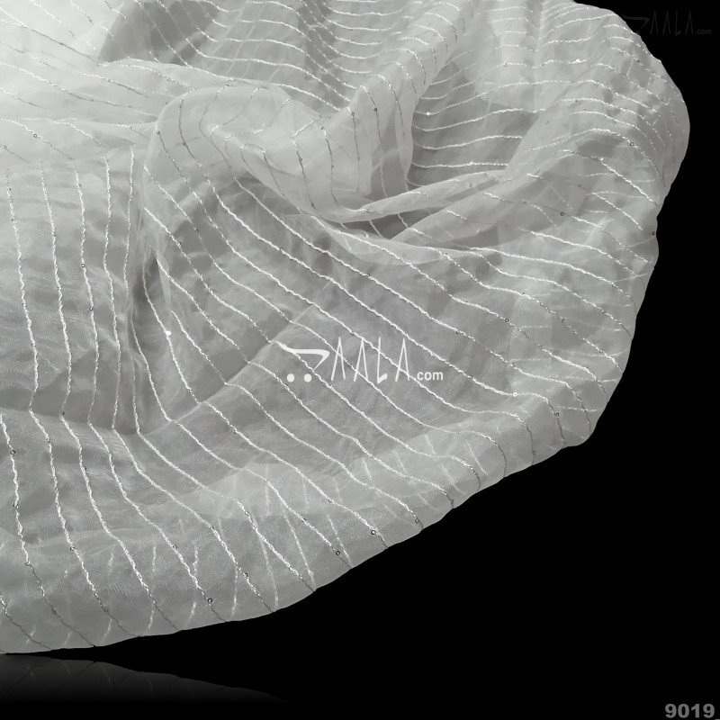 Sequins-Line Organza Nylon 44-Inches DYEABLE Per-Metre 