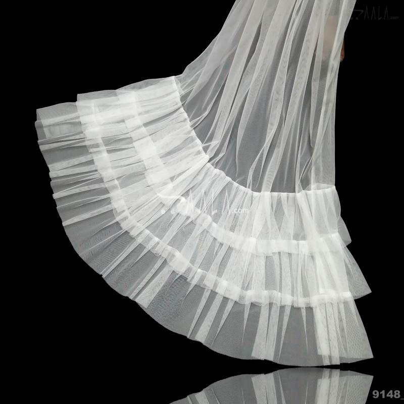 Frill-3-Layers Net Nylon Dupatta-44-Inches DYEABLE 2.25-Metres