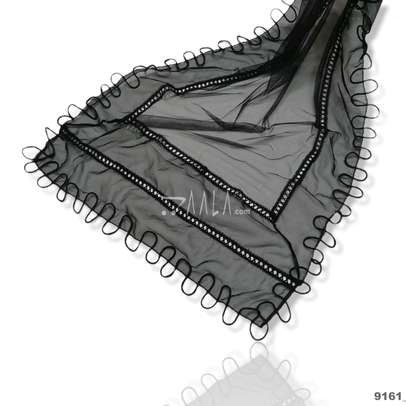 Designer Net Nylon Dupatta-38-Inches BLACK 2.25-Metres 