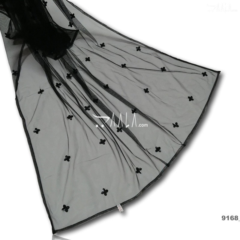 Designer Net Nylon Dupatta-38-Inches BLACK 2.25-Metres